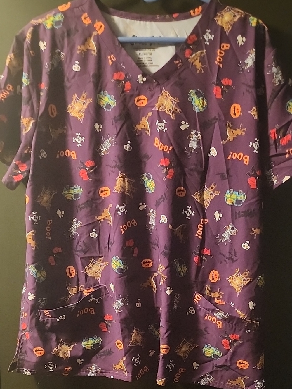 Scoobee Doo Halloween Print Scrub Top